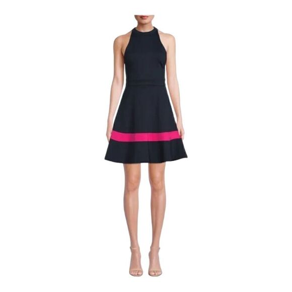 #109 ELIZA J Navy Stretch Mini Dress - Picture 1 of 10